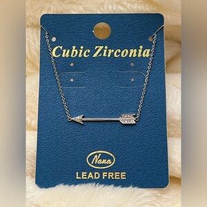 NaNa Silver Arrow Necklace with Sparkling CZ Pave Crystals NWT